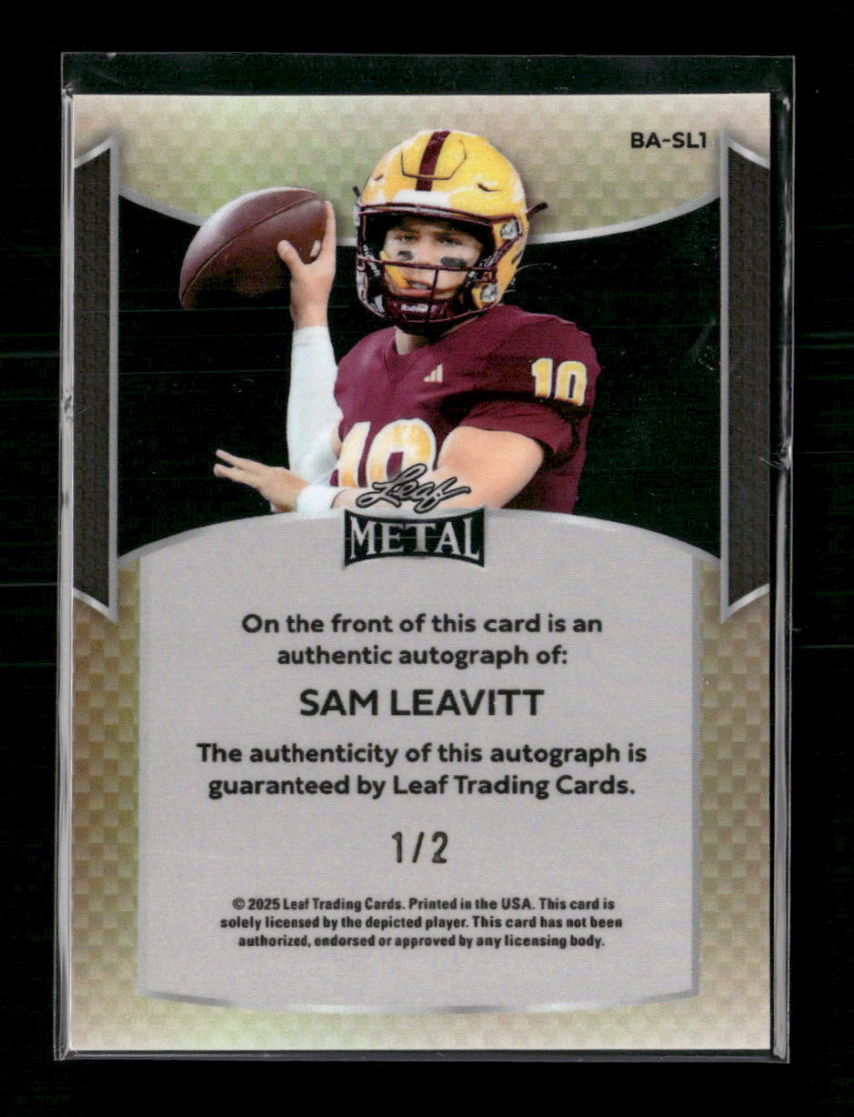2025 Leaf Metal Pulsar Black Autographs Sam Leavitt #/2 #BA-SL1