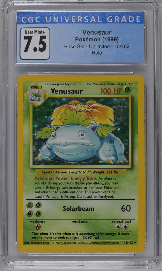 1999 Base Set Venusaur 7.5 CGC #15/102
