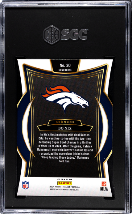 2024 Panini Select Silver Die-Cut Prizm Bo Nix 9 SGC #30