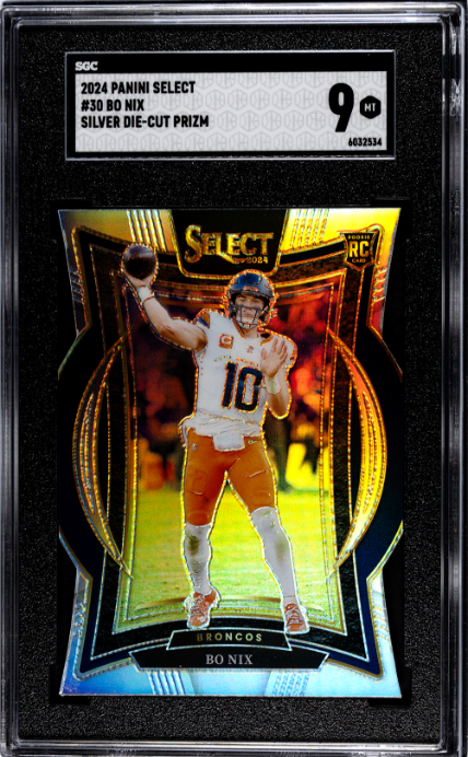 2024 Panini Select Silver Die-Cut Prizm Bo Nix 9 SGC #30