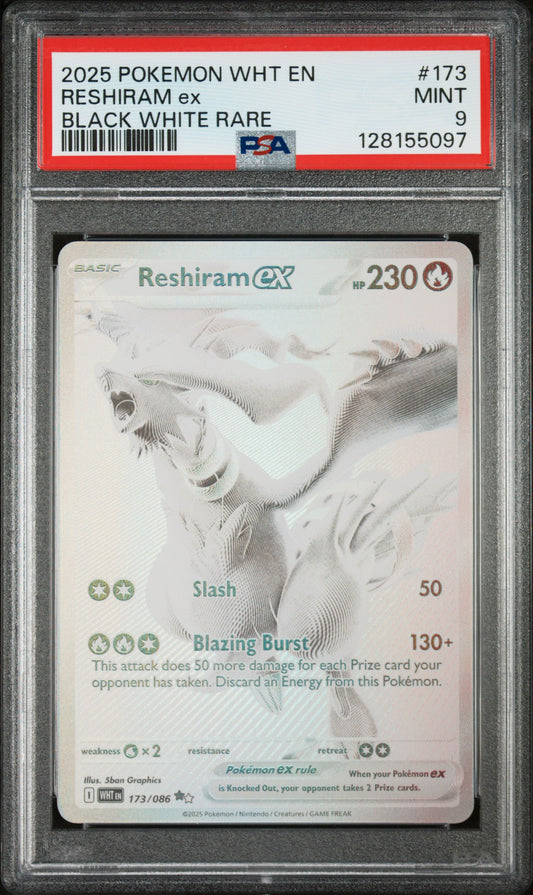 2025 Pokemon Wht En-White Flare Black White Rare Reshiram Ex 9 PSA #173