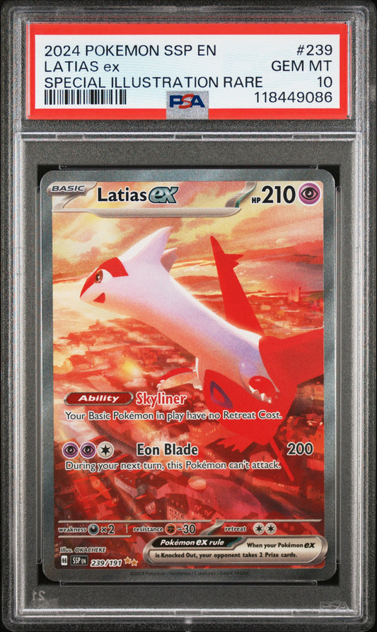 2024 Ssp En-Surging Sparks Special Illustration Rare Latias Ex 10 PSA #239