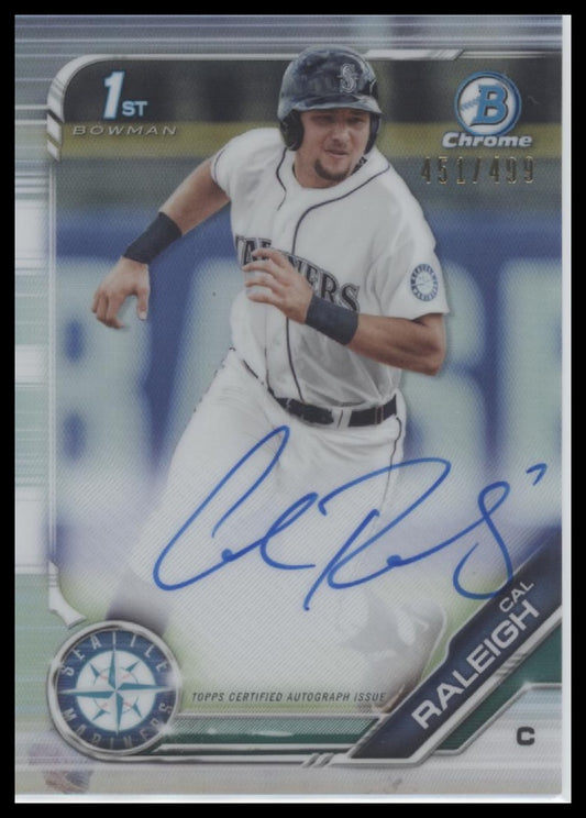 2019 Bowman Chrome Prospects Autographs Refractor Cal Raleigh #/499 Auto #CPA-CR