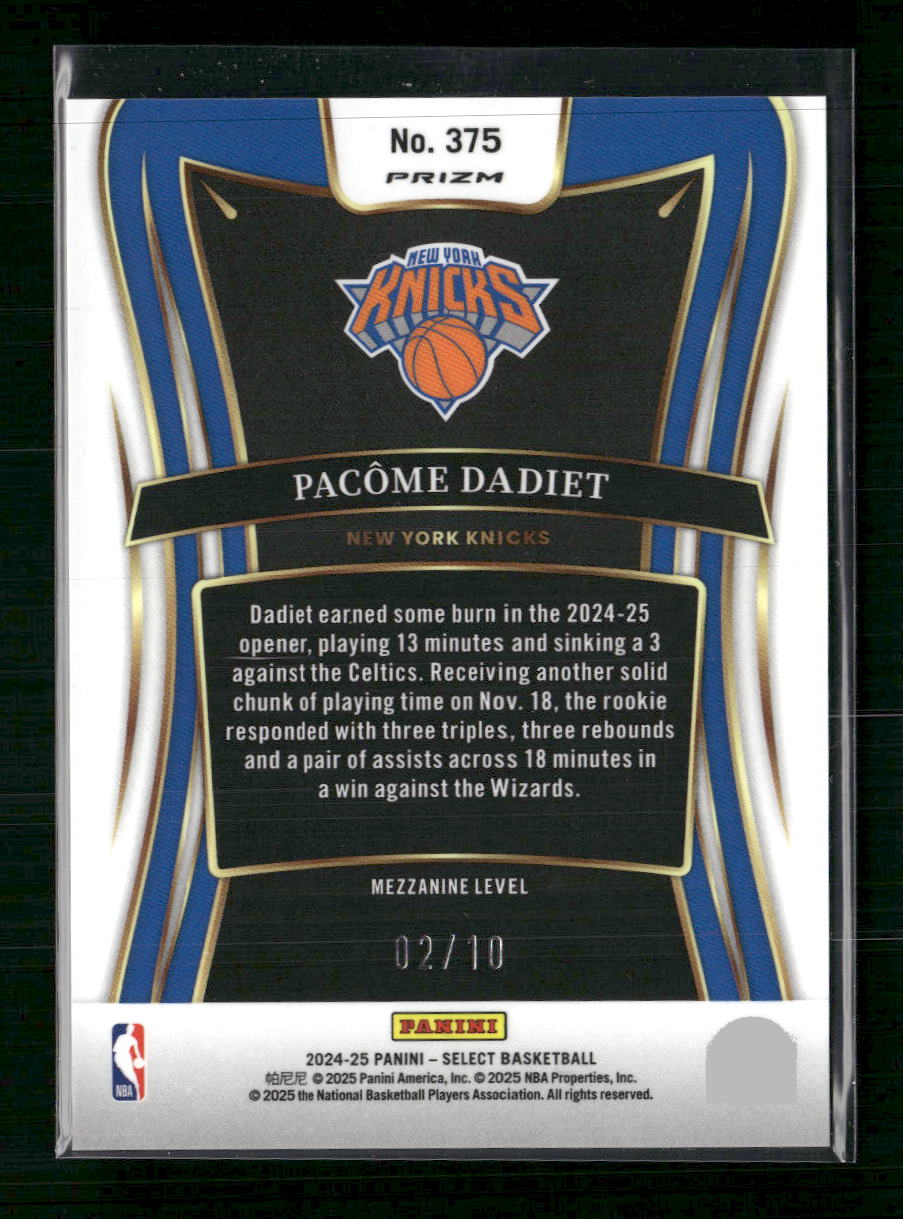 2024-25 Panini Select Gold Prizm Pacome Dadiet Rookie #/10 #375