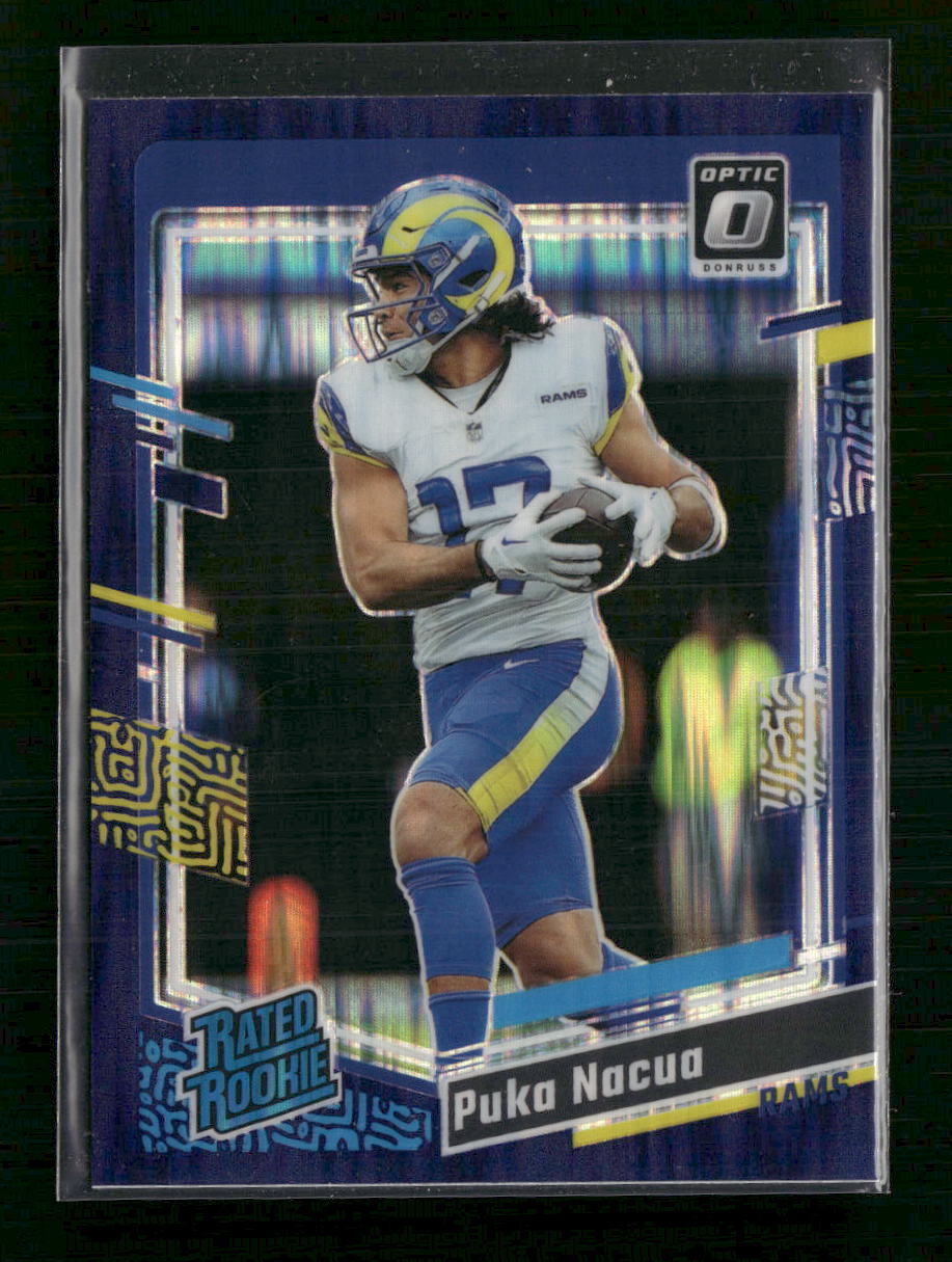 Puka Nacua 2023 #238 Donruss Optic Purple Shock Puka