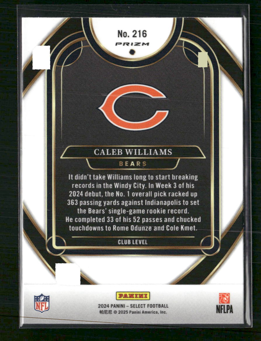 2024 Panini Select Black & Green Prizm Shock Caleb Williams Rookie #216