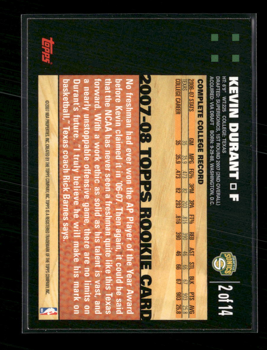 2007-08 Topps Rookie Set Kevin Durant #2