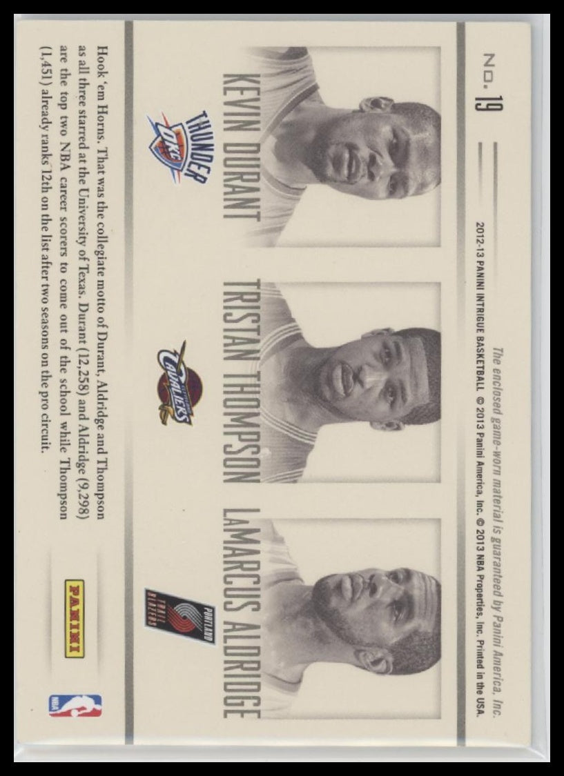 Durant/Thompson/Aldridge 2012-13 #19 Panini Intrigue Terrific Trios Patch #/49