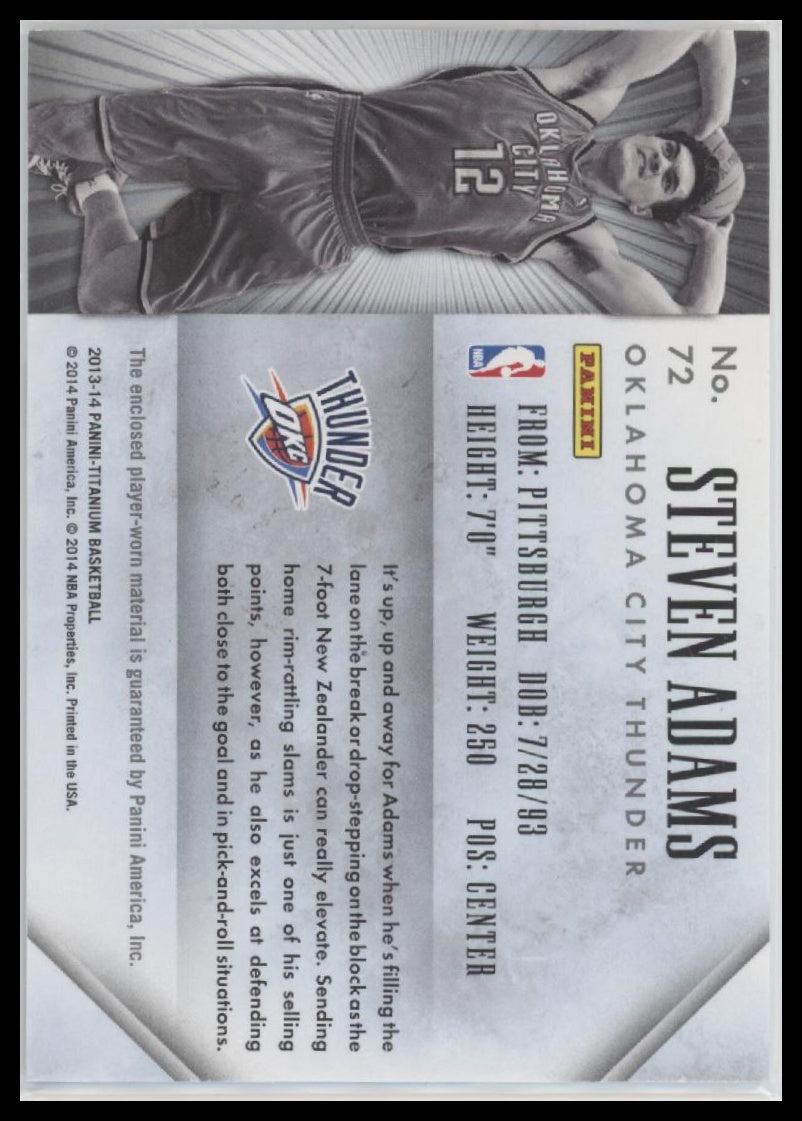 Steven Adams 2013-14 #72 Panini-Titanium Rookie Patch #/325