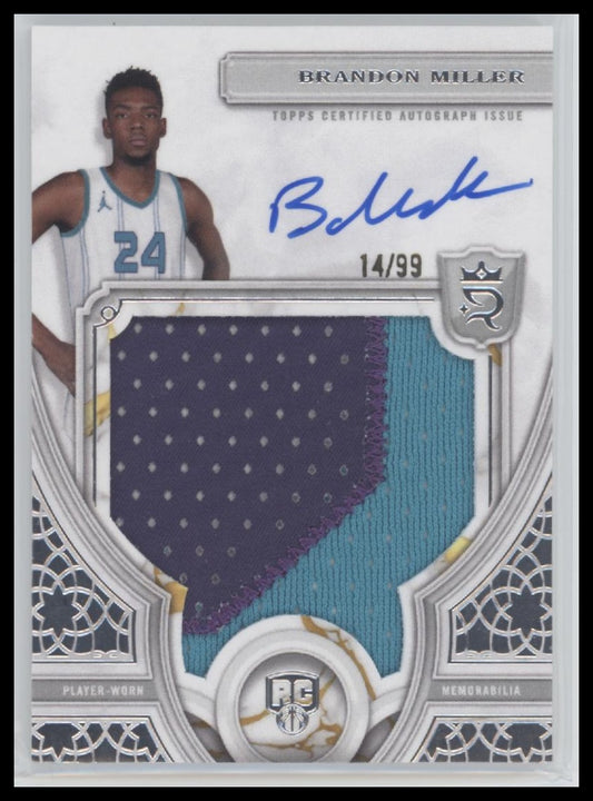 Brandon Miller 2023/24 #104 Topps Royalty Patch & Auto #/99