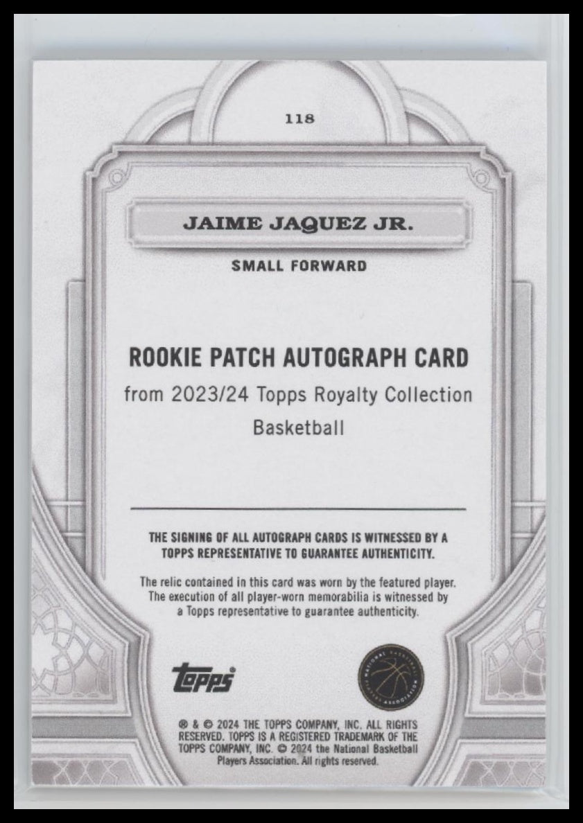 2023/24 Topps Royalty Rookie Patch Auto #/99 Jaime Jaquez Jr. #118