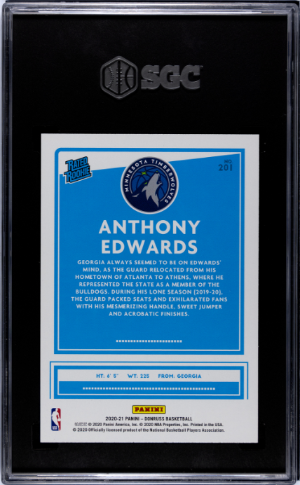 2020-21 Donruss Anthony Edwards 9 SGC #201