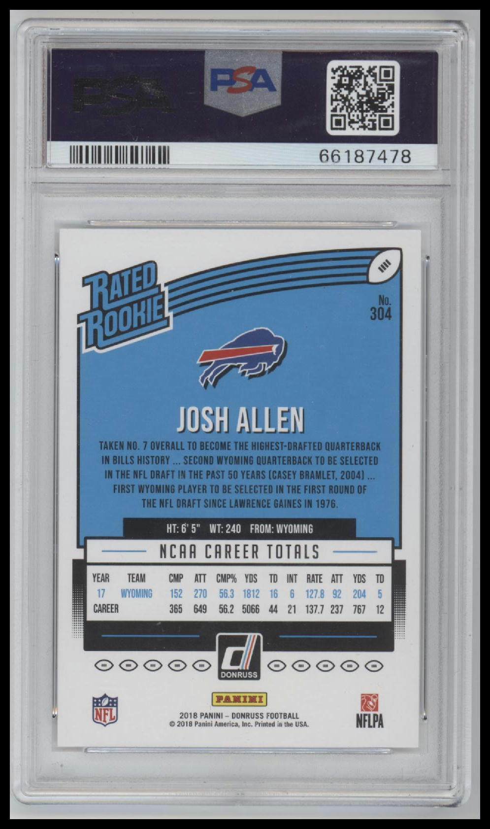 2018 Panini Donruss Josh Allen 10 PSA #304