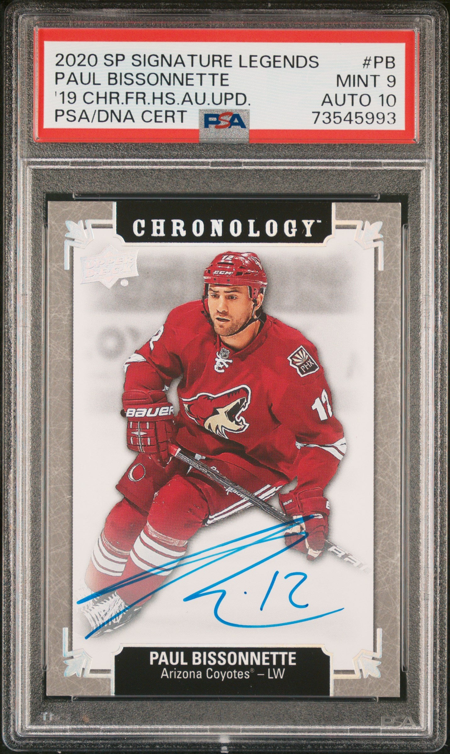 2020 Upper Deck Sp Sig Leg Chronology Franchise Paul Bissonnette 9 Auto PSA #PB