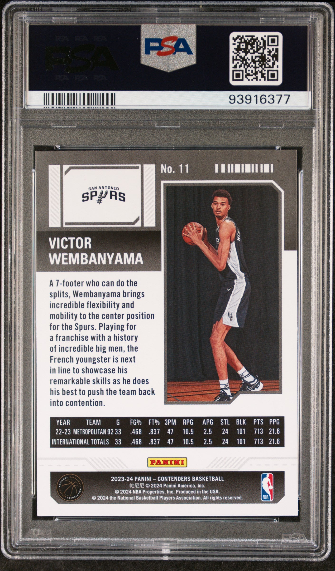 2023 Panini Contenders Victor Wembanyama 10 PSA #11