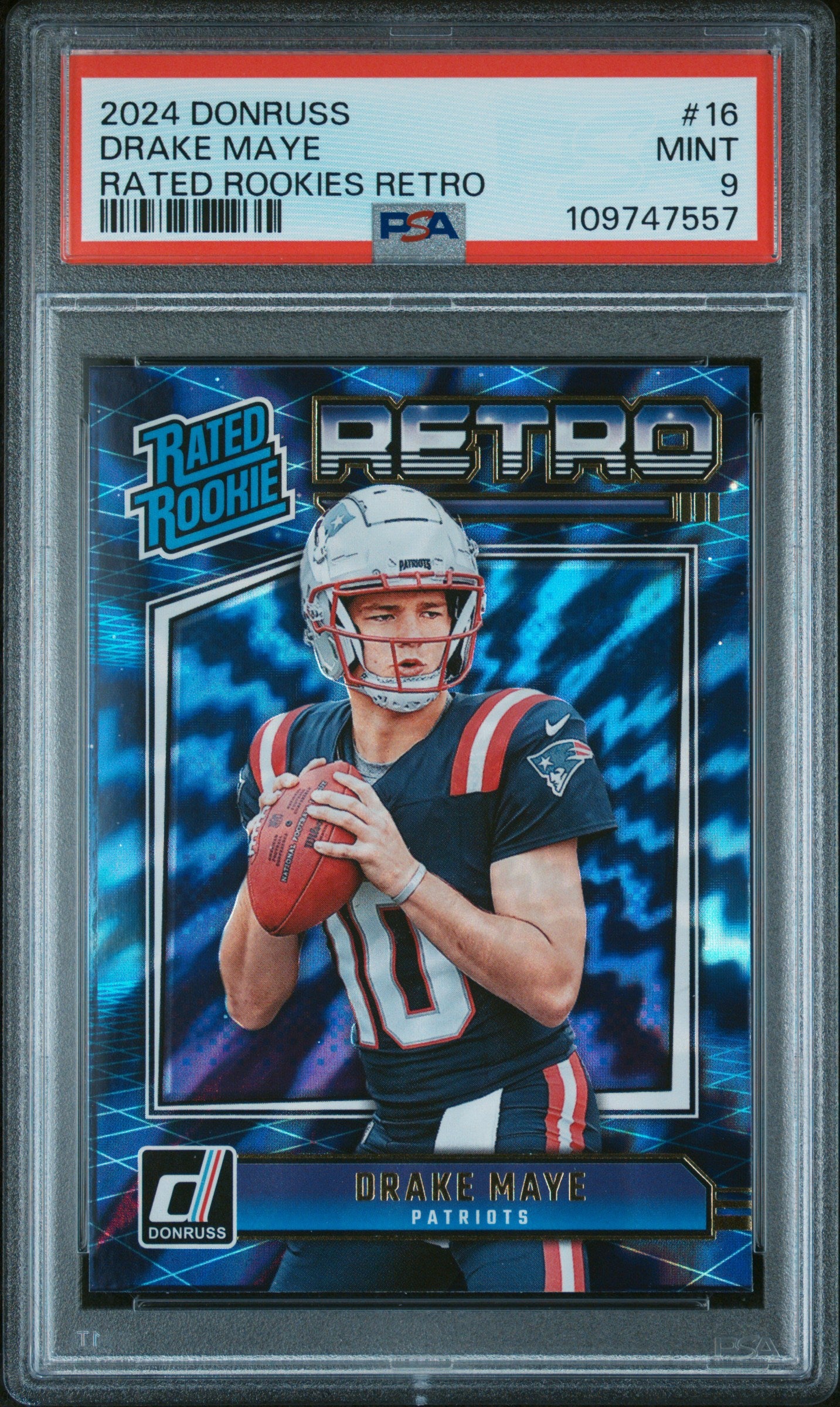2024 Panini Donruss Rated Rookies Retro Drake Maye 9 PSA #16