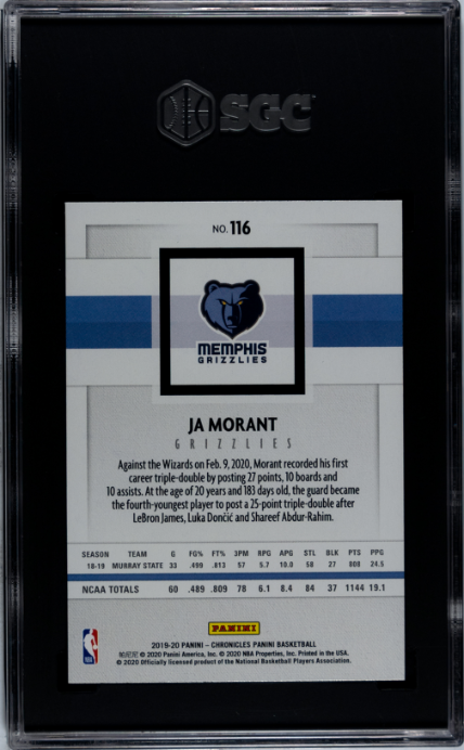 2019-20 Panini Chronicles Panini Ja Morant 10 SGC #116