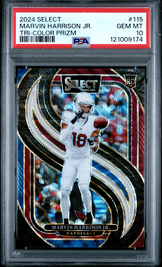 Marvin Harrison Jr. 2024 Panini Select Tri-Color Prizm PSA 10 #115
