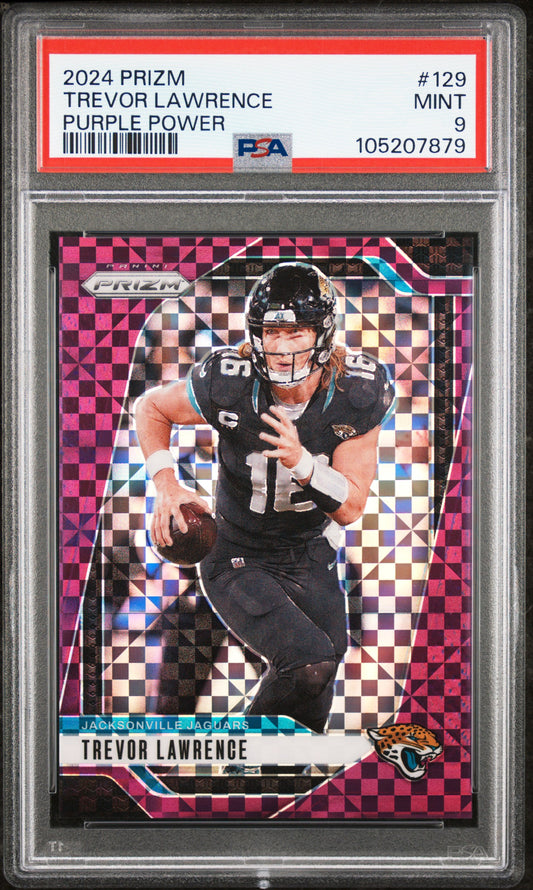2024 Panini Prizm Purple Power Trevor Lawrence 9 PSA #129