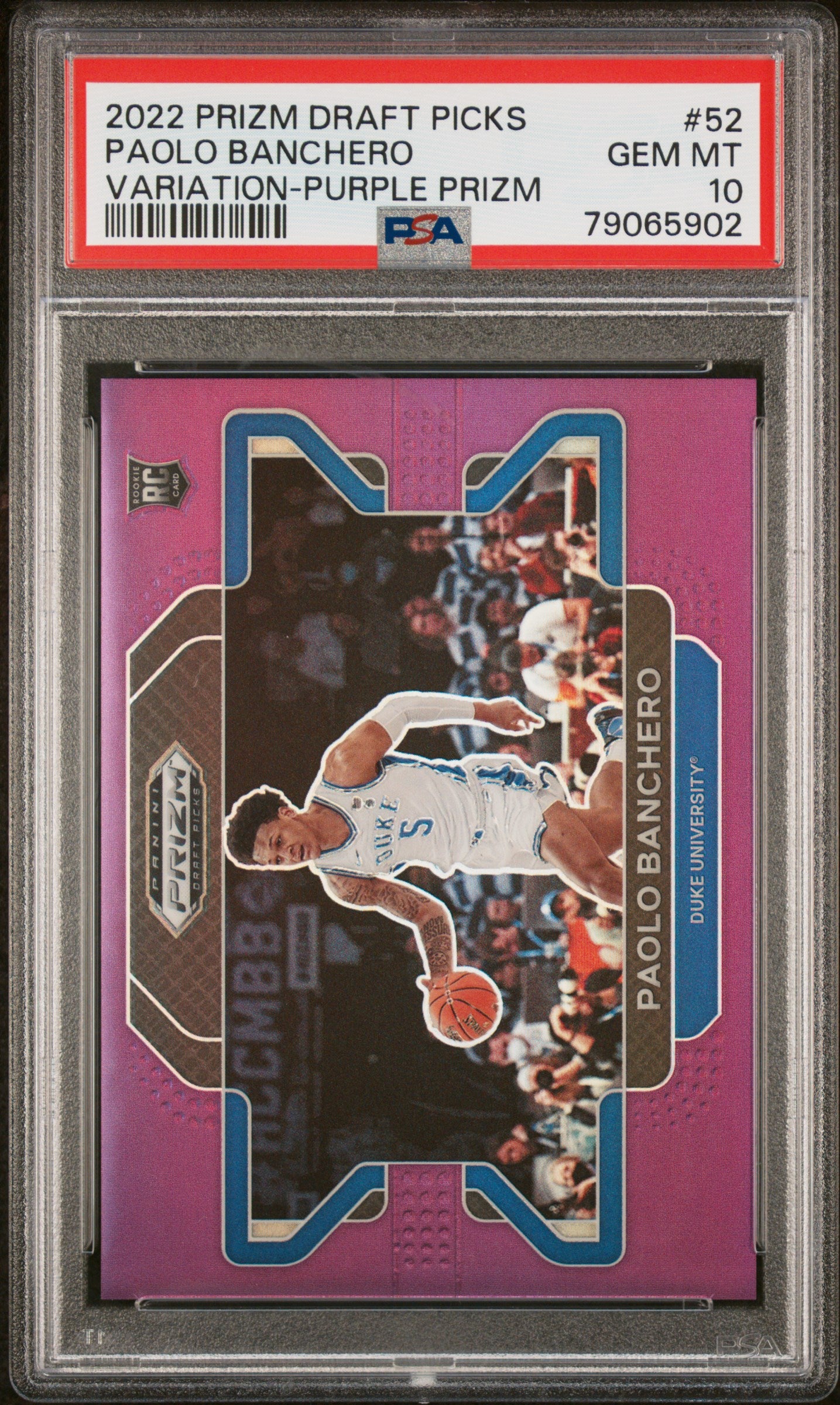 2022-23 Panini Draft Picks Variation-Purple Prizm Paolo Banchero 10 PSA #52