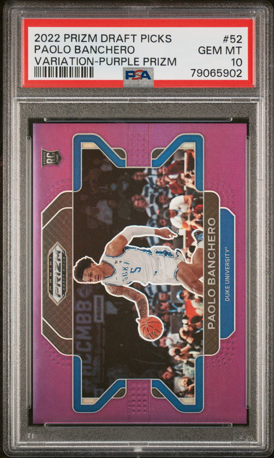 2022-23 Panini Draft Picks Variation-Purple Prizm Paolo Banchero 10 PSA #52