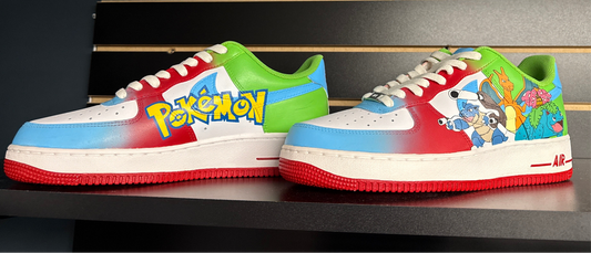 Custom Pokemon Painted Air Force Ones - Size 10