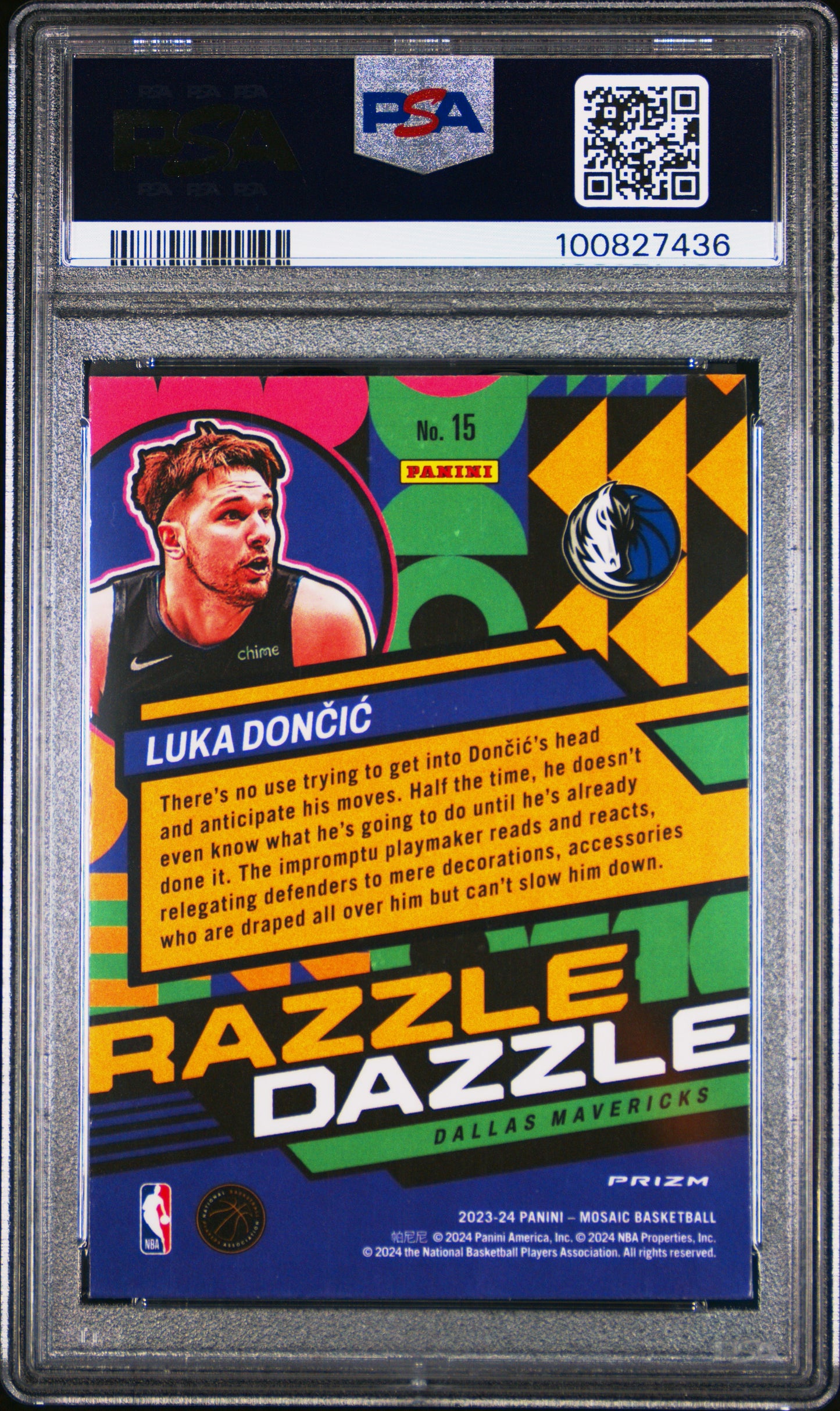 2023 Panini Mosaic Razzle Dazzle Luka Doncic 9 PSA #15