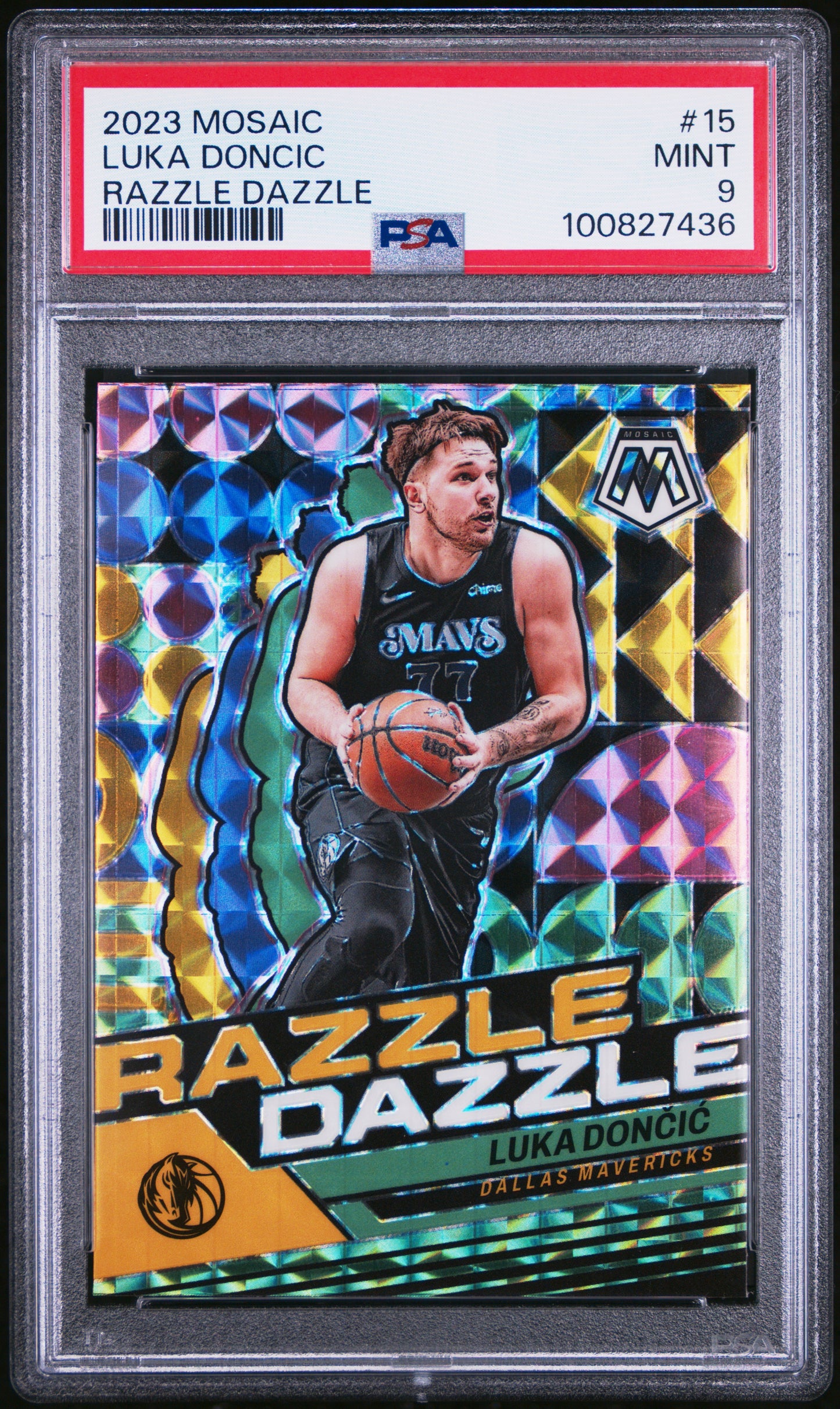 2023 Panini Mosaic Razzle Dazzle Luka Doncic 9 PSA #15