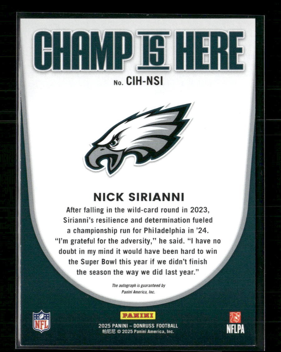 2025 Donruss Champ is Here Auto Nick Sirianni #/49 #CIH-NSI – Orb ...