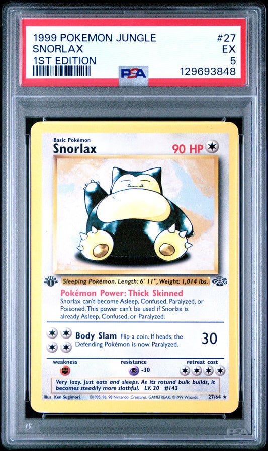 1999 Pokemon Jungle 1st Edition Snorlax 5 PSA #27