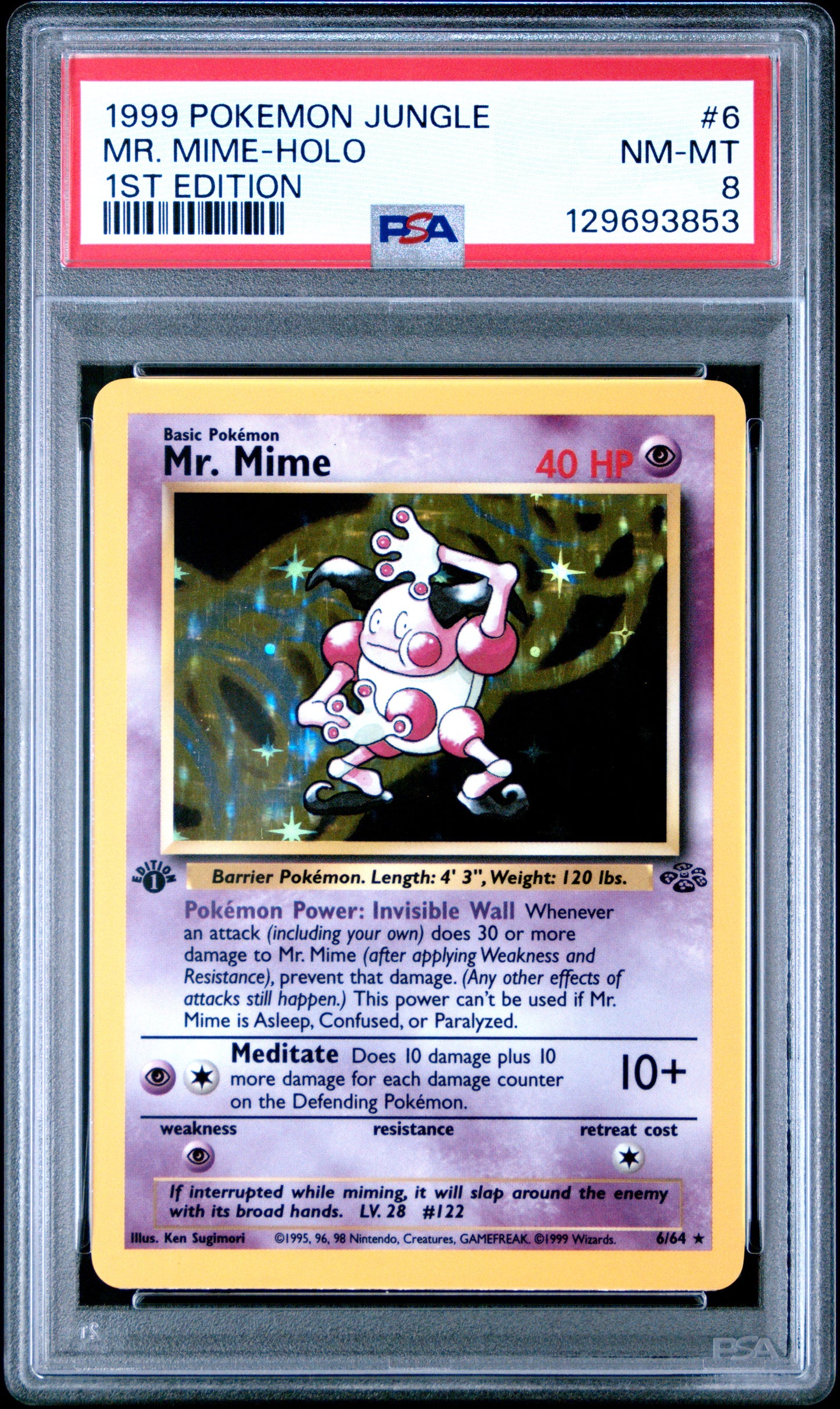 1999 Pokemon Jungle 1st Edition Mr. Mime-Holo 8 PSA #6