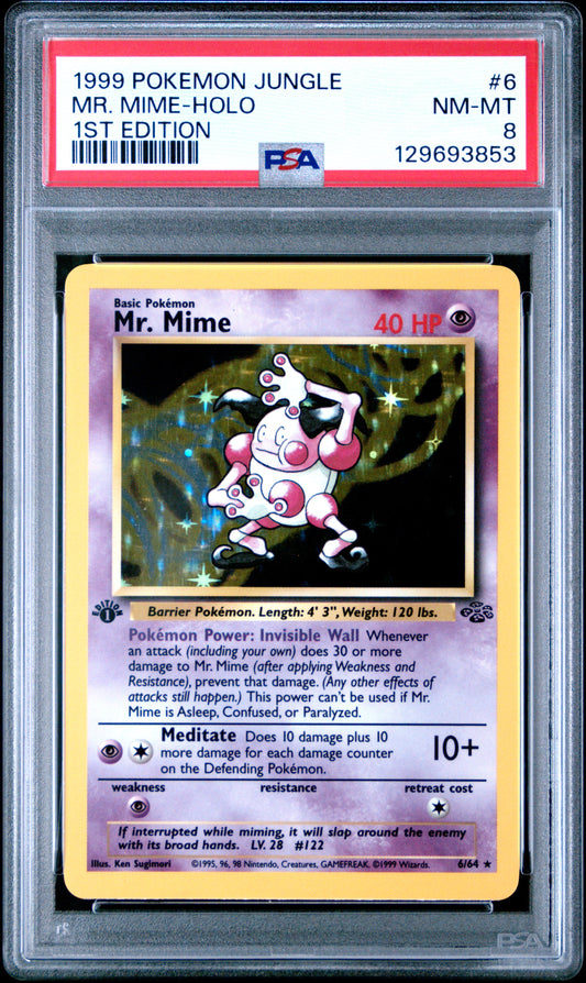 1999 Pokemon Jungle 1st Edition Mr. Mime-Holo 8 PSA #6