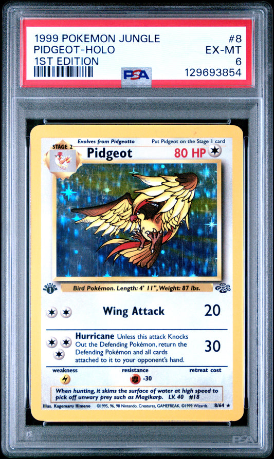 1999 Pokemon Jungle 1st Edition Pidgeot-Holo 6 PSA #8