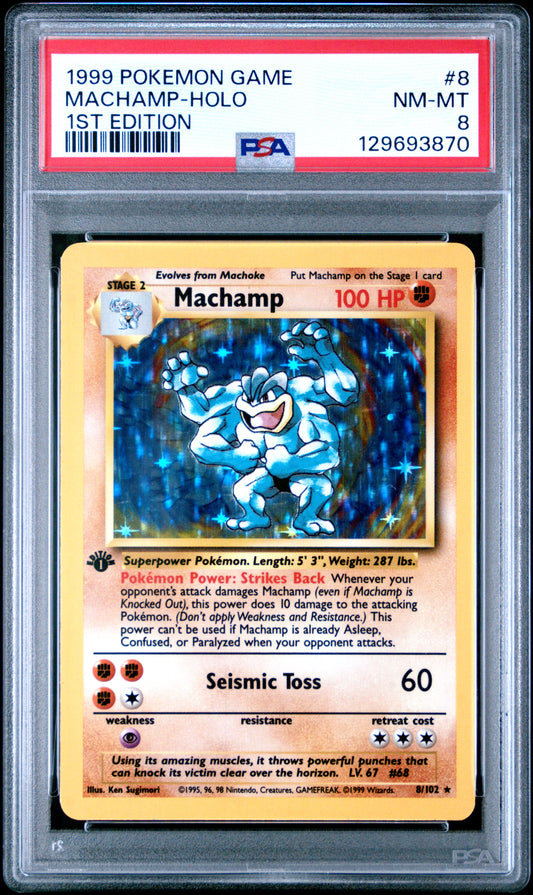 1999 Pokemon Game 1st Edition Machamp-Holo 8 PSA #8