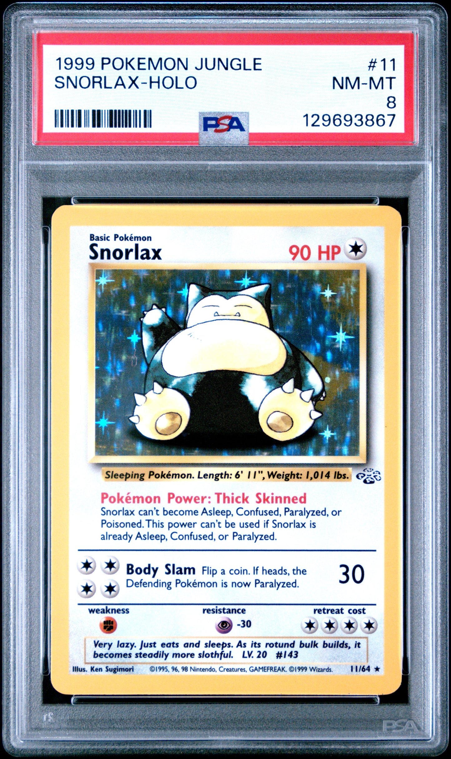 1999 Pokemon Jungle Snorlax-Holo 8 PSA #11