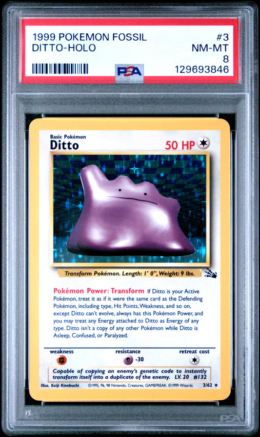1999 Pokemon Fossil Ditto-Holo 8 PSA #3