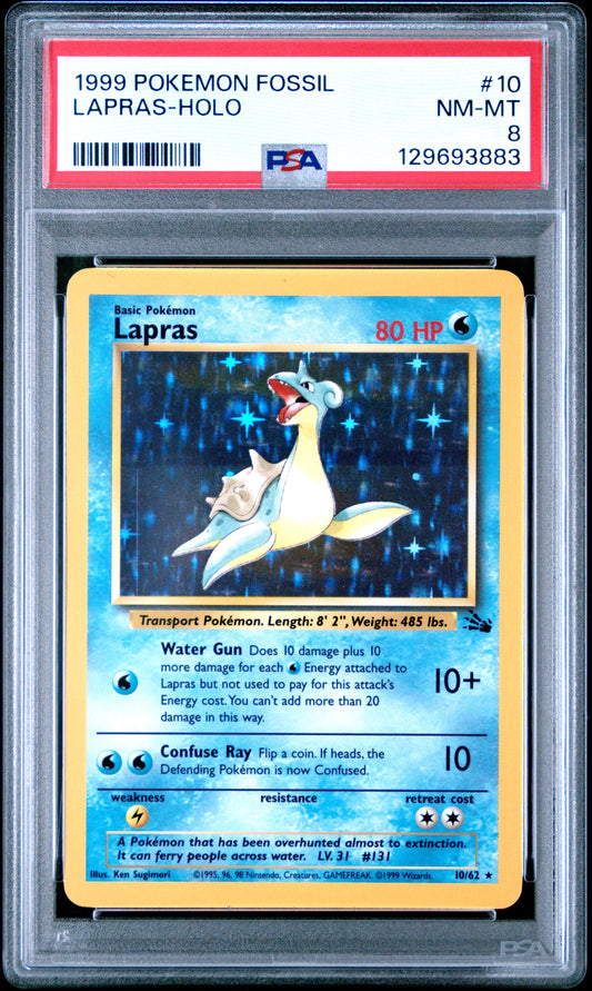 1999 Pokemon Fossil Lapras-Holo 8 PSA #10