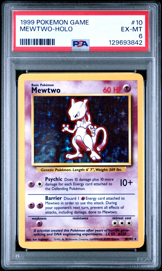 1999 Pokemon Game Mewtwo-Holo 6 PSA #10