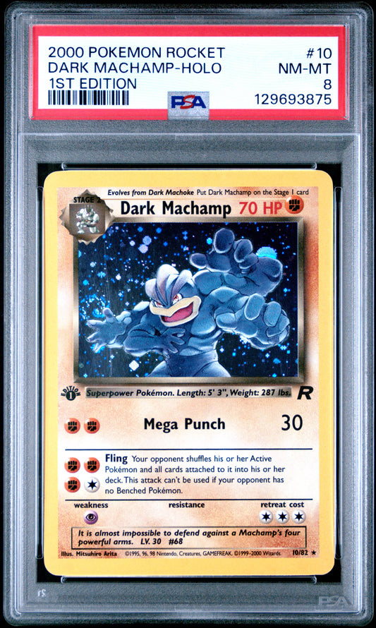 2000 Pokemon Rocket 1st Edition Dark Machamp-Holo 8 PSA #10