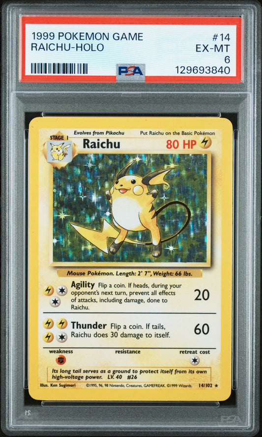 1999 Pokemon Game Raichu-Holo 6 PSA #14