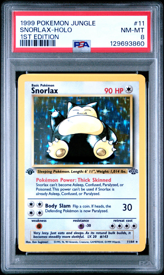 1999 Pokemon Jungle 1st Edition Snorlax-Holo 8 PSA #11