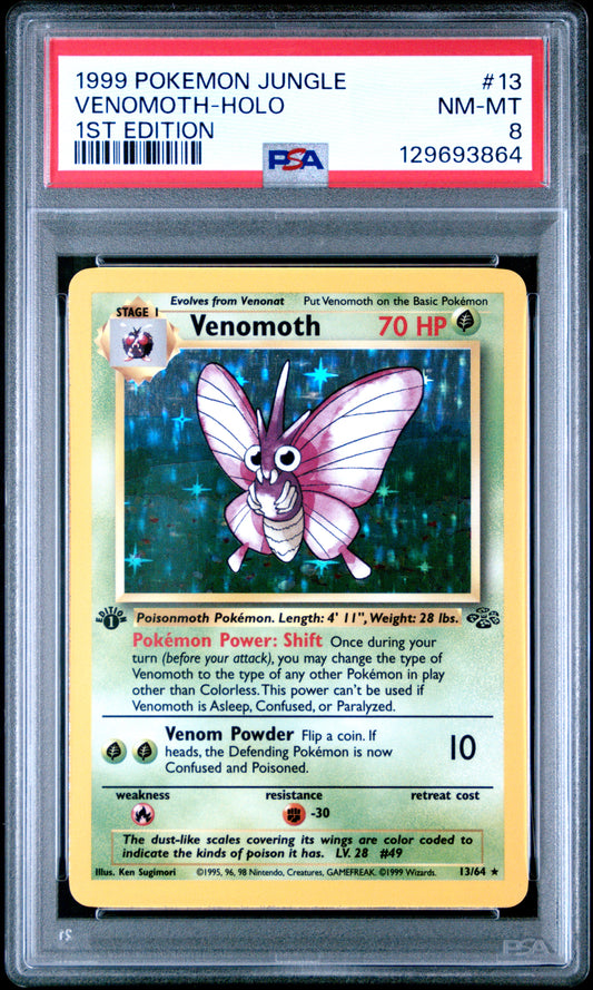 1999 Pokemon Jungle 1st Edition Venomoth-Holo 8 PSA #13