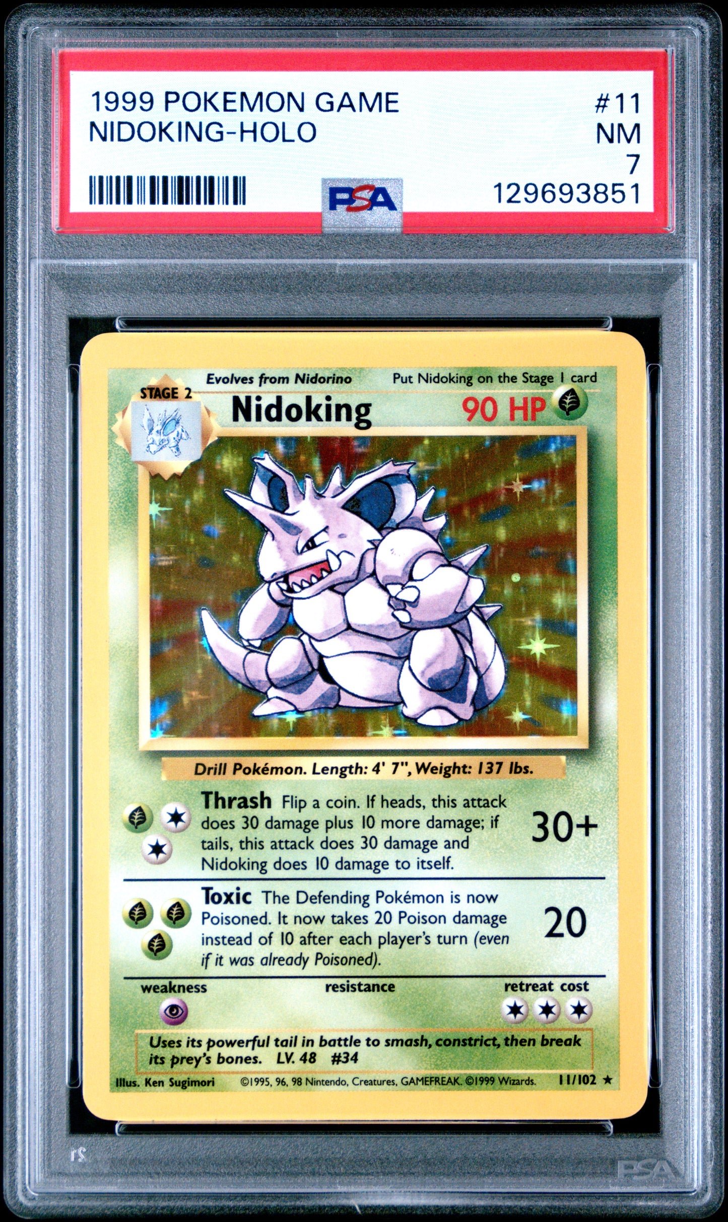 1999 Pokemon Game Nidoking-Holo 7 PSA #11