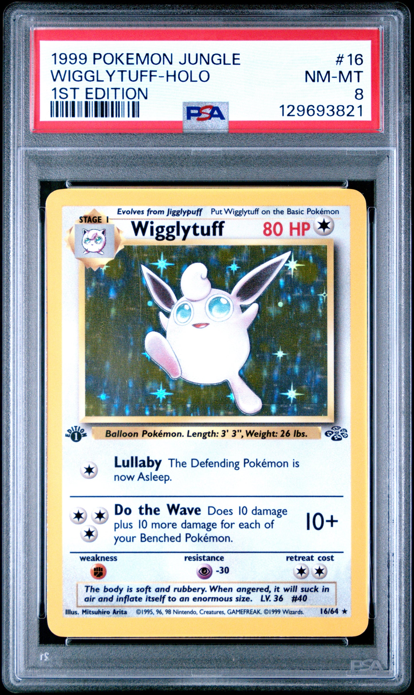 1999 Pokemon Jungle 1st Edition Wigglytuff-Holo 8 PSA #16