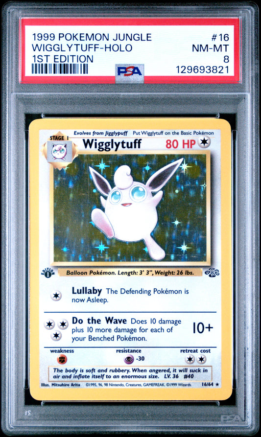 1999 Pokemon Jungle 1st Edition Wigglytuff-Holo 8 PSA #16
