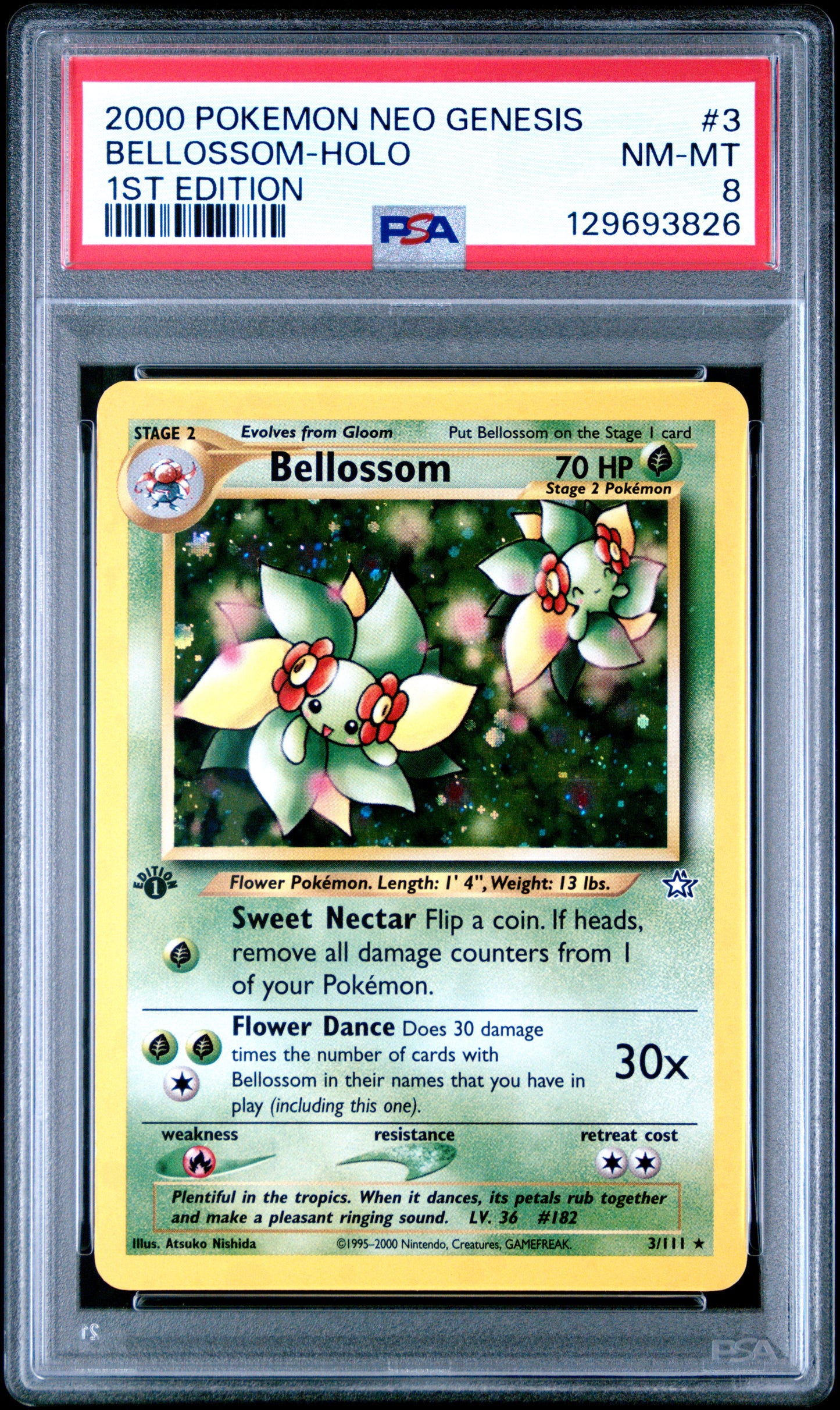 2000 Pokemon Neo Genesis 1st Edition 1st Edition Bellossom-Holo 8 PSA #3