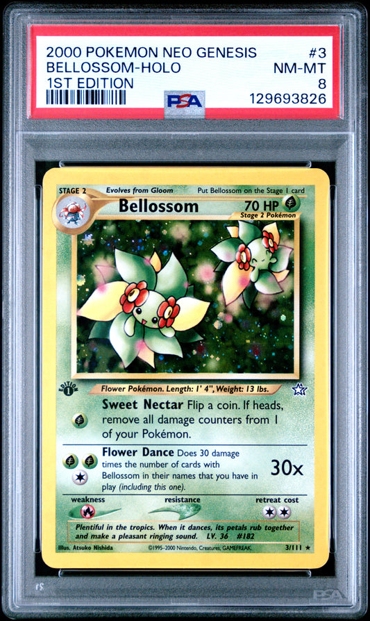 2000 Pokemon Neo Genesis 1st Edition 1st Edition Bellossom-Holo 8 PSA #3