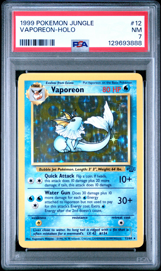 1999 Pokemon Jungle Vaporeon-Holo 7 PSA #12