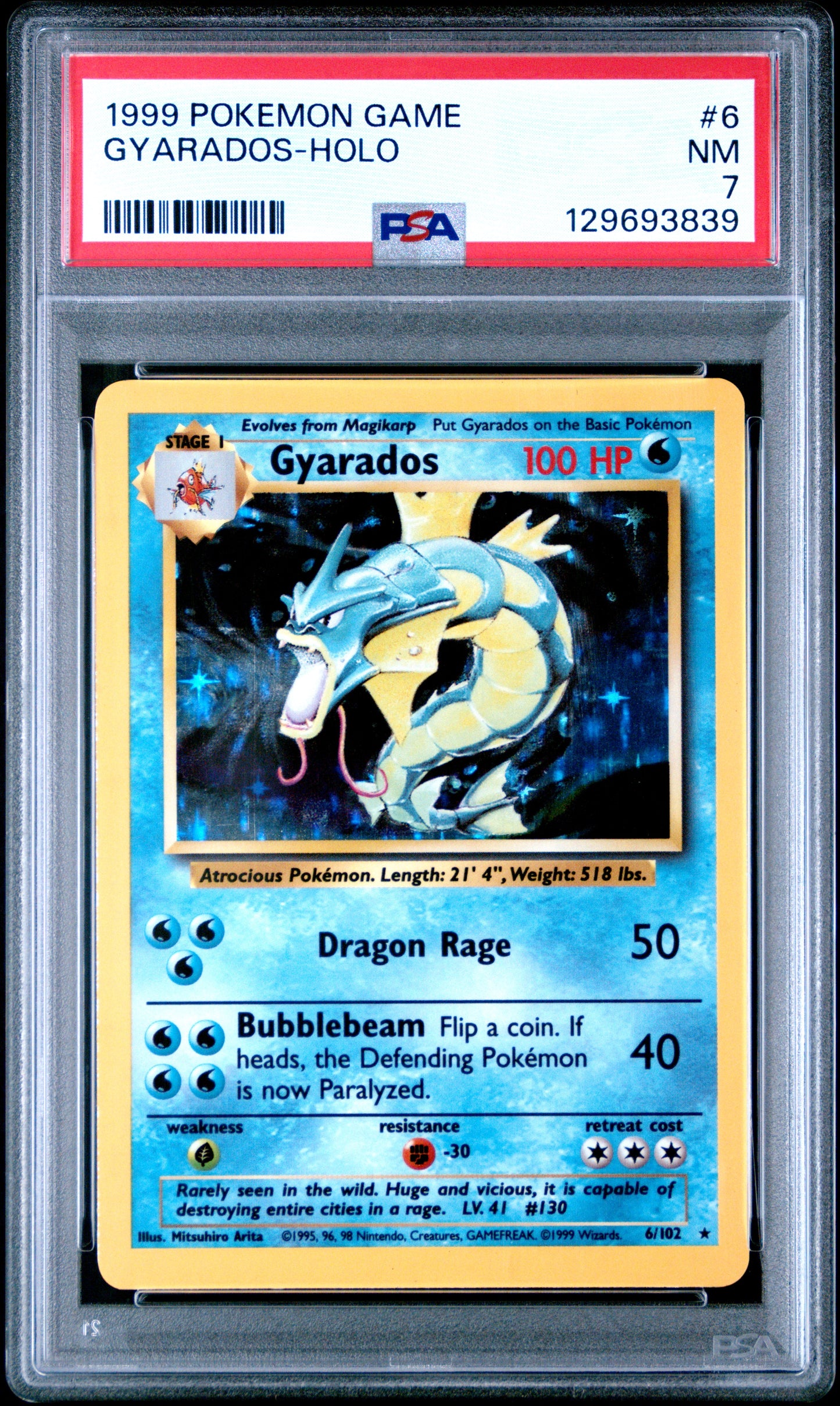 1999 Pokemon Game Gyarados-Holo 7 PSA #6