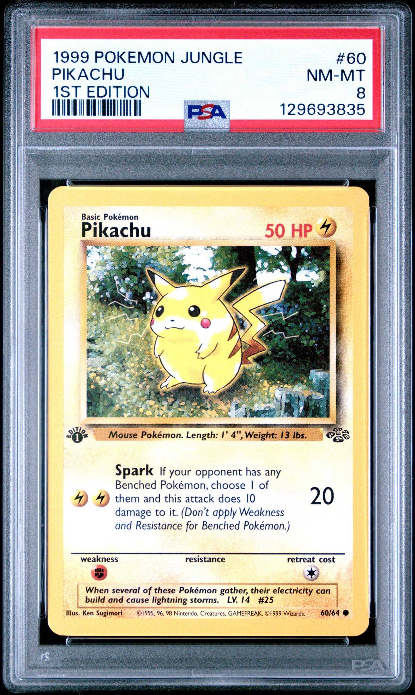 1999 Pokemon Jungle 1st Edition Pikachu 8 PSA #60